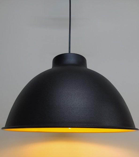 MYLİGHTS  RETRO RUSTİK SİYAH  İÇİ ALTIN METAL SARKIT AVİZE ürün görseli 1