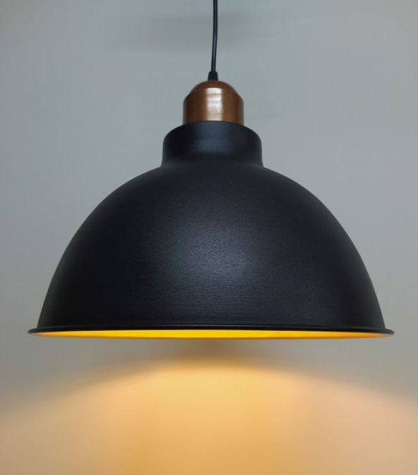 MYLİGHTS  RETRO RUSTİK  BAKIR ASKLI METAL SRKIT AVİZE SİYAH  İÇİ ALTIN ürün görseli 1
