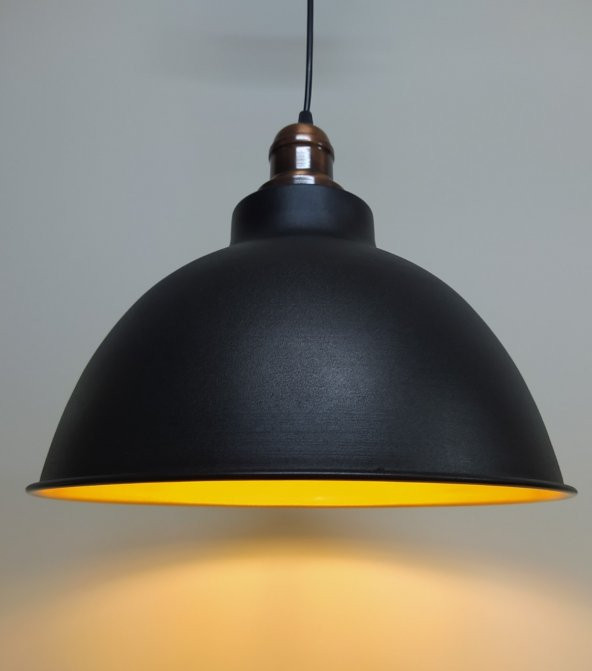 MYLİGHTS  RETRO RUSTİK  BAKIR ASKILI METAL SARKIT AVİZE SİYAH  İÇİ ALTIN ürün görseli 1