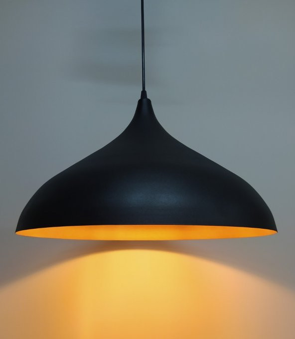 MYLİGHTS   SİYAH  İÇİ SARI METAL SARKIT AVİZE    43 CM   EN ürün görseli 1