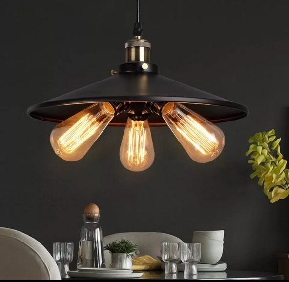 MYLİGHTS  RETRO METAL 40 CM ÜÇLÜ SARKIT AVİZE ürün görseli 1