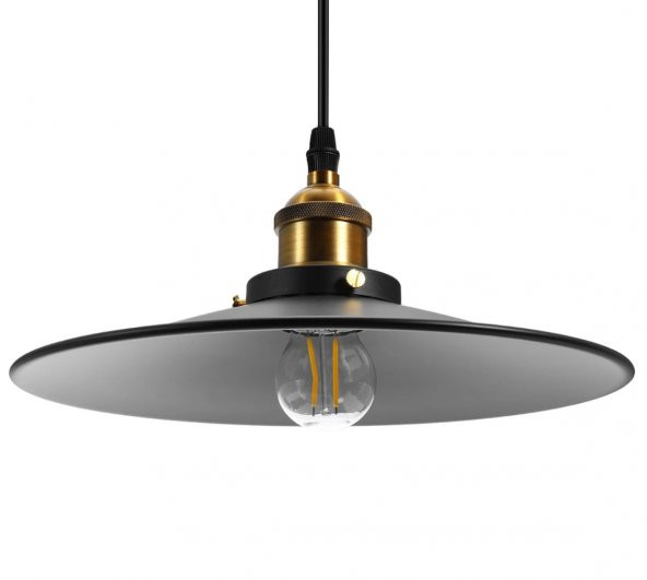 MYLİGHTS  RETRO METAL SARKIT AVİZE SİYAH  İÇİ BEYAZ  30CM  EN ürün görseli 1