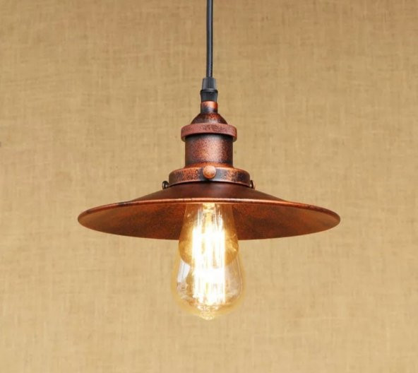 MYLİGHTS  RETRO BAKIR ESKİTME TEKLİ SARKIT AVİZE 23 CM - Resim 2