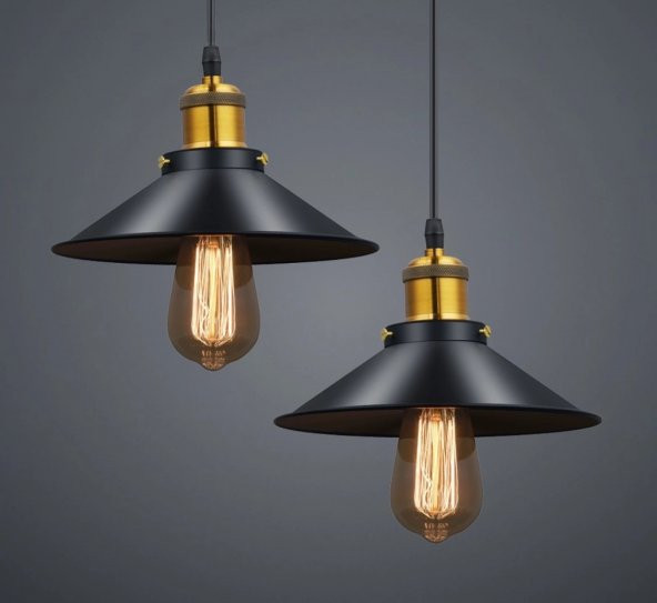 MYLİGHTS  RETRO  İKİLİ YUVARLAK METAL SARKIT AVİZE 30 CM EN ürün görseli 1