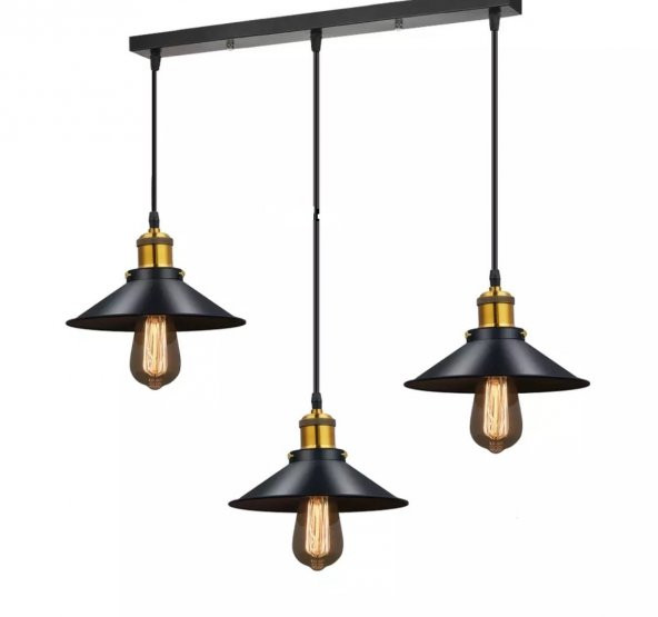 MYLİGHTS   RETRO METAL  ÜÇLÜ SIRALI  RUSTİK AVİZE 60CM EN   MASA ÜSTÜ ürün görseli 1