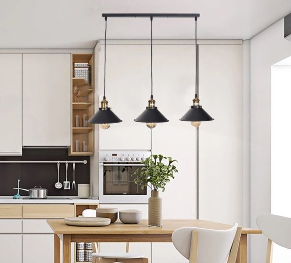 MYLİGHTS  RETRO RUSTİK  ÜÇLÜ MASA ÜSTÜ SIRALI AVİZE 60CM EN ürün görseli 1