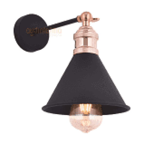 MYLİGHTS   RETRO  KONİK MAFSALI APLİK  SİYAH VE BAKIR RUSTİK DUVAR APLİK ürün görseli 1