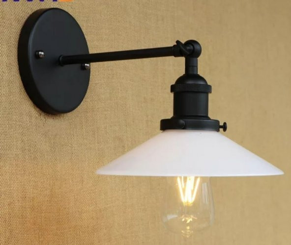 MYLİGHTS   RETRO SİYAH MAFSALI BEYAZ BAŞLIKLI METAL APLİK  23CM ürün görseli 1