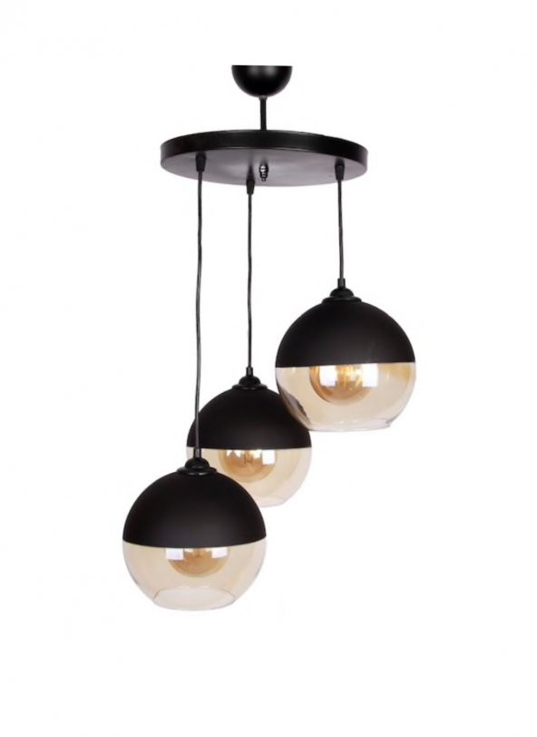 MYLİGHTS  RETRO  ÜÇLÜ SARKIT AVİZE  20CM CAMLAR  RUSTİK AVİZE - Resim 2