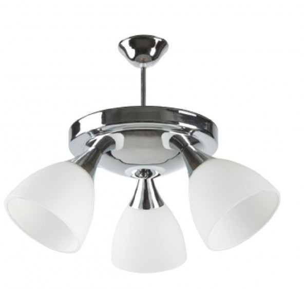 MYLİGHTS  KROM  MODERN SPOR ÜÇLÜ OPAL CAMLI AVİZE ürün görseli 1