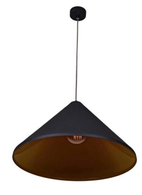 MYLİGHTS RETRO  SİYAH İÇİ SARI METAL SARKIT AVİZE RUSTİK METAL SARKIT 50 CM  EN ürün görseli 1