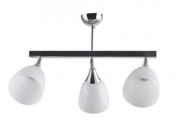 MYLİGHTS  MODERN ÜÇLÜ MAFSALI HAREKETLİ KROM AVİZE OPAL CAM  SIRALI  ÜÇLÜ PLOFONYER AVİZE ürün görseli 1