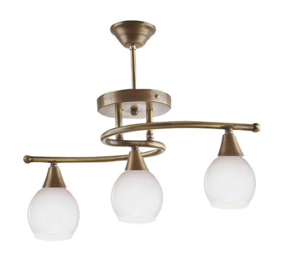 MYLİGHTS ESKİTME OPAL CAMLI  ÜÇLÜ CPLOFONYER AVİZE E27 ürün görseli 1