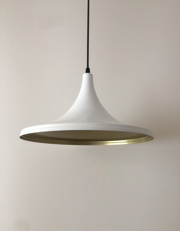 MYLİGHTS  RETRO BEYAZ İÇİ SARI METAL SARKIT 36 CM ürün görseli 1