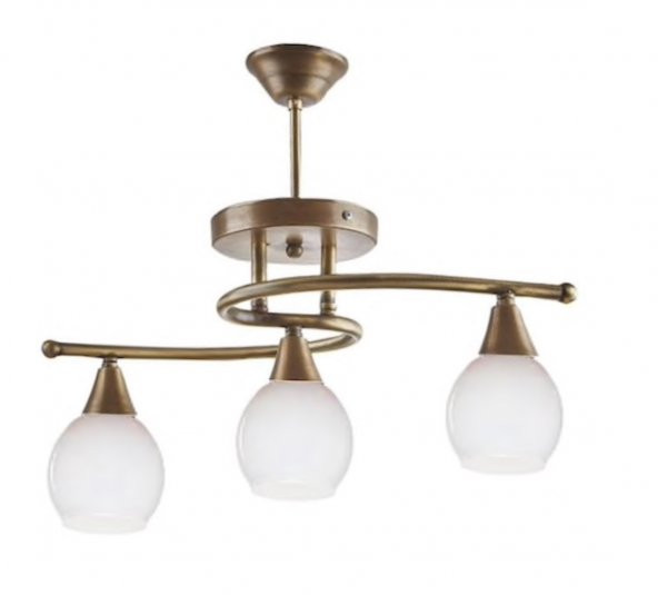 MYLİGHTS  RETRO ESKİTME ÜÇLÜ AVİZE OPAL CAMLI  E27 ürün görseli 1
