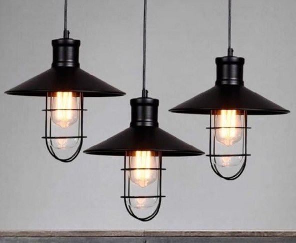 MYLİGHTS  RETRO ÜÇLÜ MASA ÜSÜT SARKIT AVİZE KAFES  60 CM ürün görseli 1
