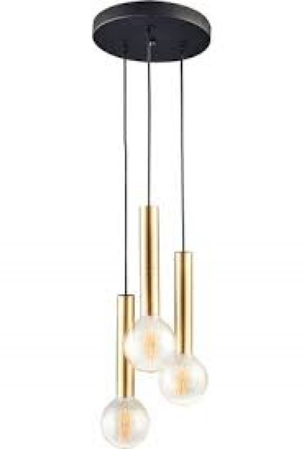 MYLİGHTS  RETRO  ÜÇLÜ GOLD  SARKIT AVİZE 30CM ürün görseli 1