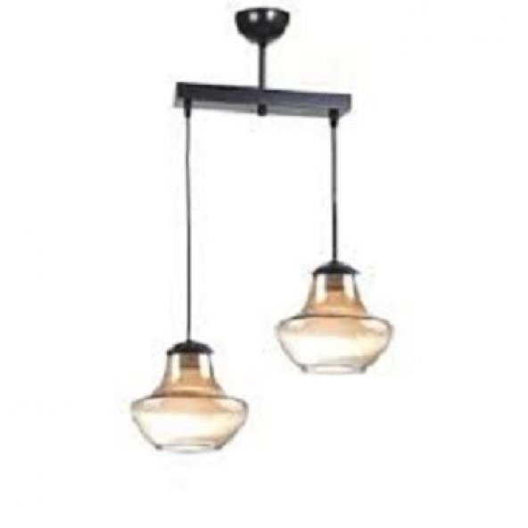 mylights retro sıralı ikili avize  bal cam  30 cm ürün görseli 1