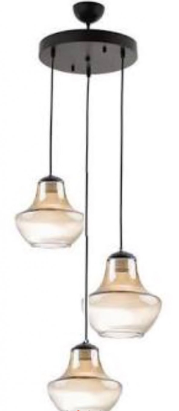 mylights  retro bal camlı üçlü sarkıt avize 30 cm ürün görseli 1