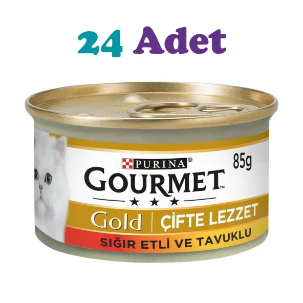 Gourmet Gold Parça Etli Sığır Etli ve Tavuklu Kedi Konservesi 85g (24 Adet) ürün görseli 1