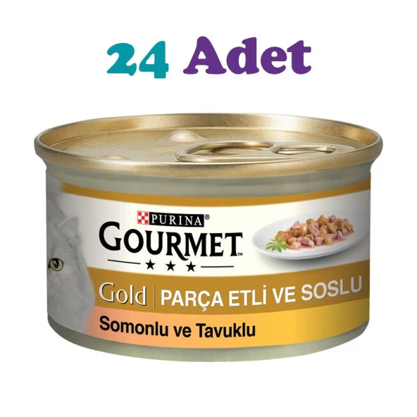 Gourmet Gold Parça Etli Somonlu Ve Tavuklu Kedi Konservesi 85g (24 Adet) ürün görseli 1