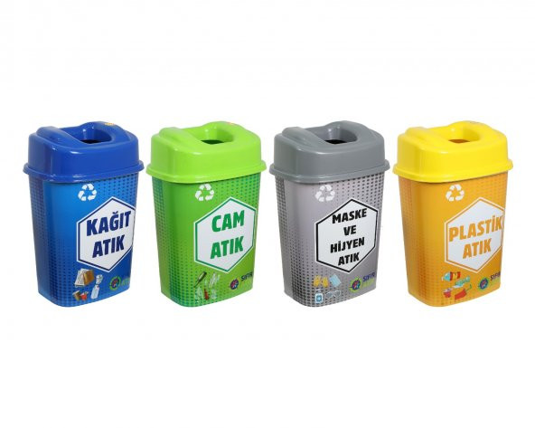 Sağlam Plastik Sıfır Atık Kutusu - Geri Dönüşüm Kutusu 4'lü Set 60 Lt ürün görseli 1