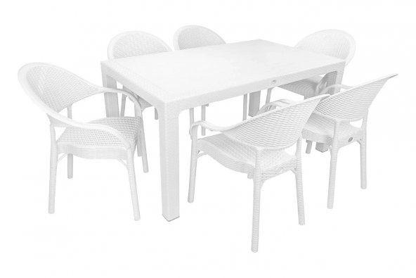 Mandella Elit Rattan 90x150 Eylül Koltuk Masa Takımı Beyaz ürün görseli 1