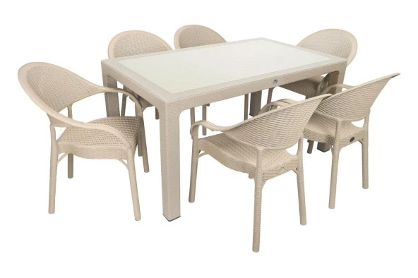 Mandella Elit Rattan 90x150 Eylül Koltuk Camlı Masa Takımı Çölbeji ürün görseli 1