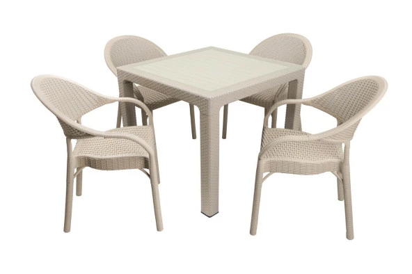 Mandella Elit Rattan 90x90 Eylül Koltuk Camlı Masa Takımı Çölbeji ürün görseli 1