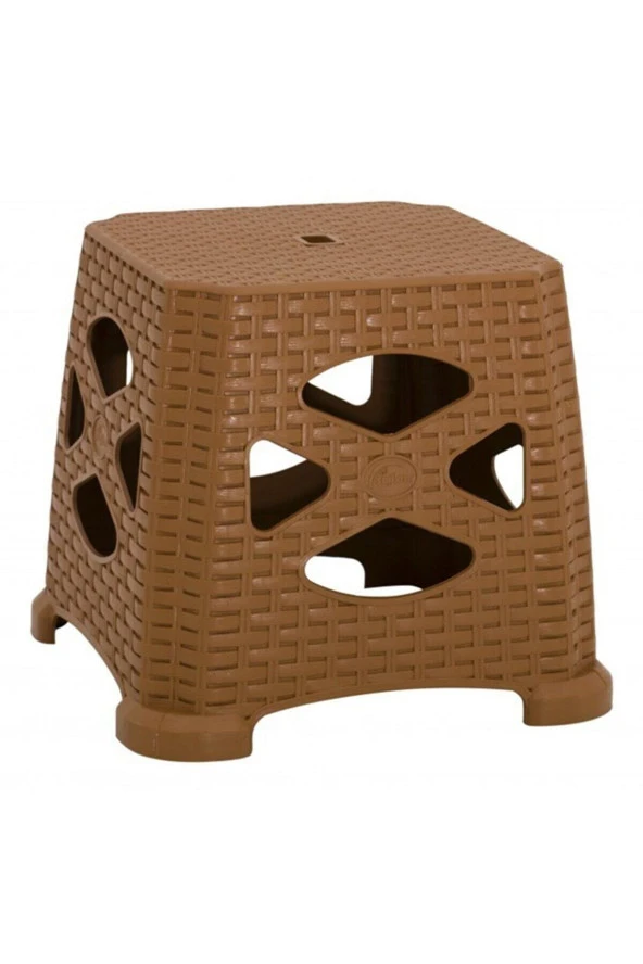 Mandella Sağlam Plastik Elit Rattan Küçük Tabure (6 Adet) Teak ürün görseli 1