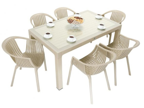 Mandella Wood 90x150 Roma Koltuk Camlı Masa Takımı ÇÖLBEJİ ürün görseli 1