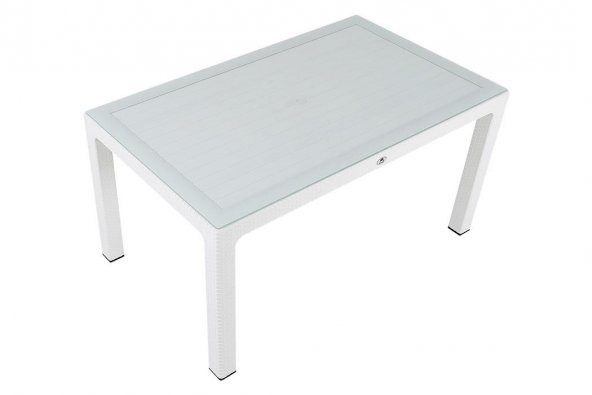 Mandella 90x150 Elit Rattan Masa (Camlı) BEYAZ ürün görseli 1