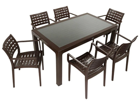 Mandella Wood 90x150 Cafe Koltuk Camlı Masa Takımı KAHVERENGİ ürün görseli 1