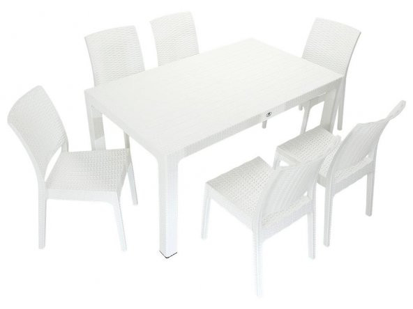 Mandella Elit Rattan 90x150 Elit Sandalye Masa Takımı BEYAZ ürün görseli 1
