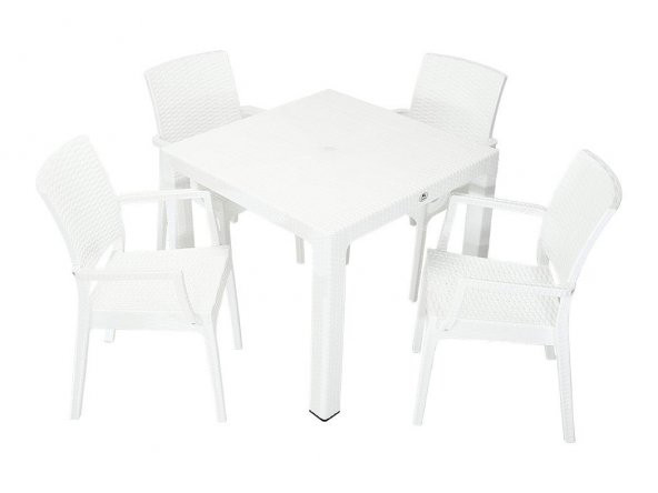 Mandella Elit Rattan 90x90 Elit Koltuk Masa Takımı BEYAZ ürün görseli 1