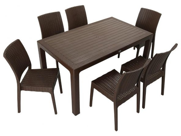 Mandella Elit Rattan 90x150 Elit Sandalye Masa Takımı KAHVERENGİ ürün görseli 1