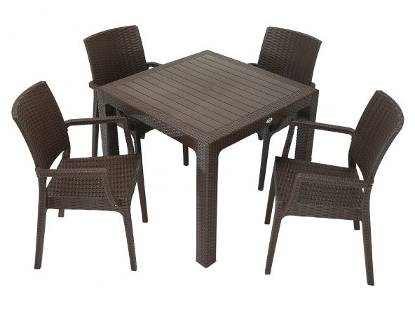 Mandella Elit Rattan 90x90 Elit Koltuk Masa Takımı KAHVERENGİ ürün görseli 1