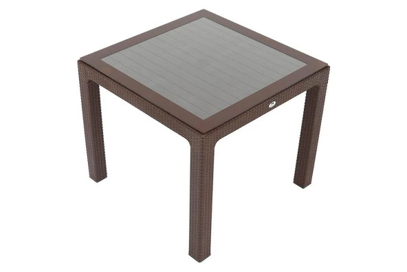 Mandella 90x90 Elit Rattan Masa (Camlı) KAHVERENGİ ürün görseli 1