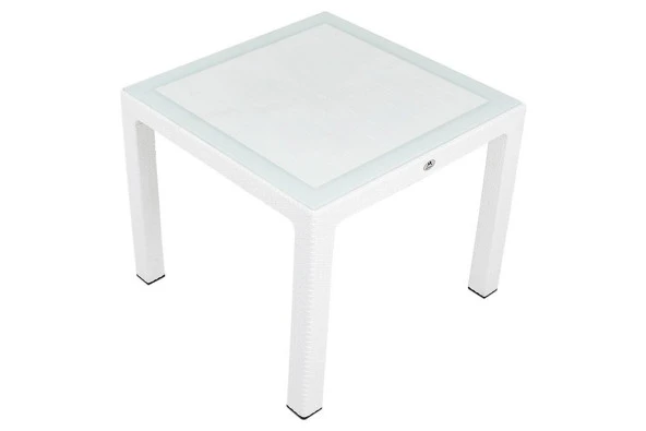 Mandella 90x90 Elit Rattan Masa (Camlı) BEYAZ ürün görseli 1