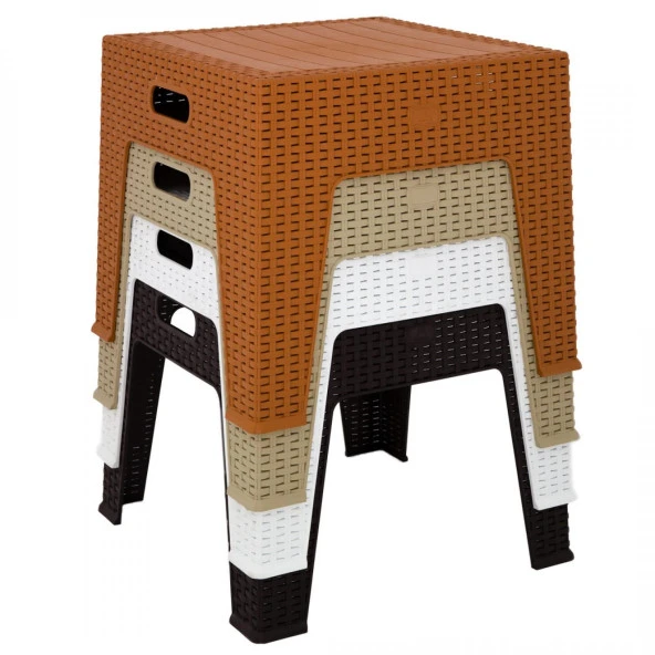 Mandella Elit Rattan Sehpa BEYAZ - Resim 2