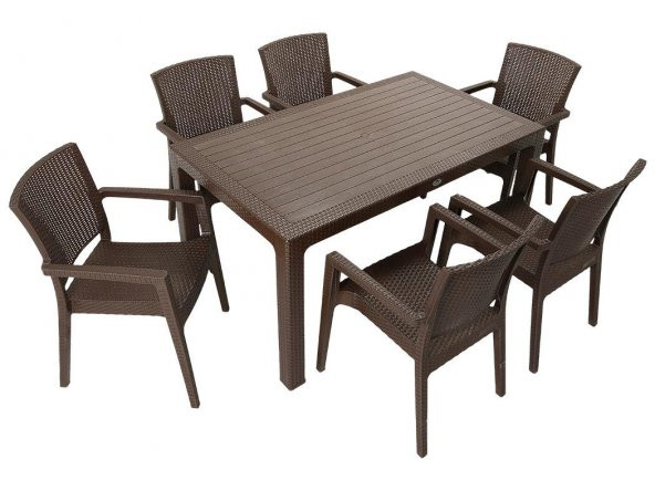 Mandella Elit Rattan 90x150 Zeus Koltuk Masa Takımı KAHVERENGİ ürün görseli 1