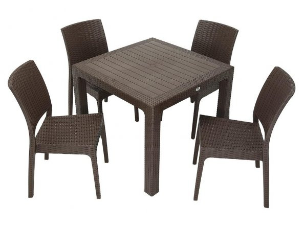 Mandella Elit Rattan 90x90 Elit Sandalye Masa Takımı KAHVERENGİ ürün görseli 1