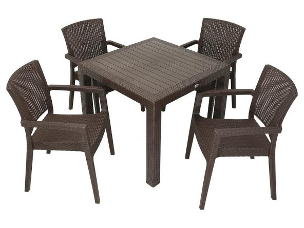Mandella Elit Rattan 90x90 Zeus Koltuk Masa Takımı KAHVERENGİ ürün görseli 1