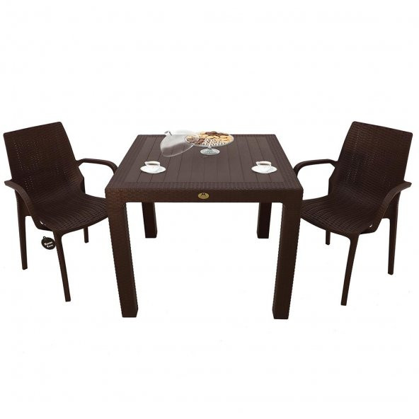 Mandella Elit Rattan 90x90 2 Kişilik Nirvana Koltuk Masa Takımı Kahverengi ürün görseli 1