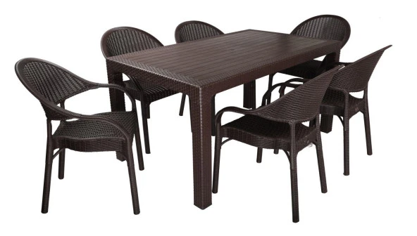 Mandella Elit Rattan 90x150 Eylül Koltuk Masa Takımı Kahverengi ürün görseli 1