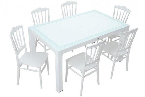 Mandella Wood 90x150 Silver Napolyon Sandalye Camlı Masa Takımı ürün görseli 1