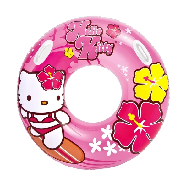 Hello Kitty Tutmaçlı Büyük Boy Deniz Simidi Pembe Havuz Simidi Yetişkinler için Simit 97cm ürün görseli 1