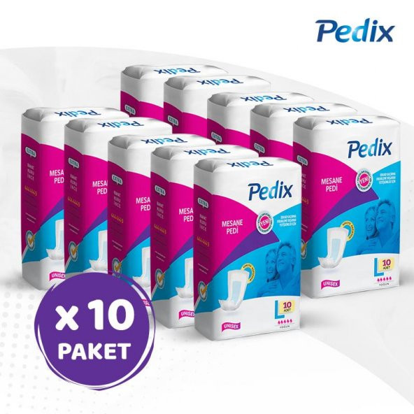 PEDİX MESANE PEDİ UNISEX BÜYÜK BOY LARGE (L) 10x10 100 ADET ürün görseli 1