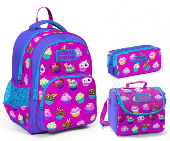 Coral High Kids Kız Çocuk İlkokul Çanta Seti - Cupcake ürün görseli 1