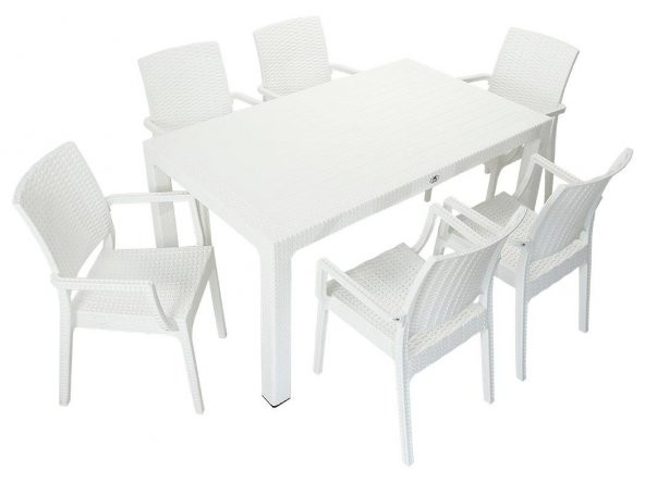 Mandella Elit Rattan 90x150 Elit Koltuk Masa Takımı BEYAZ ürün görseli 1